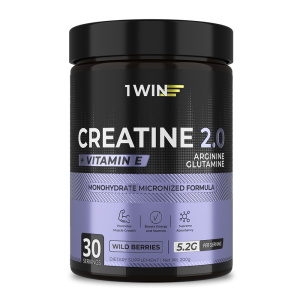 1WIN / Креатин+Глютамин+Аргинин+Витамин Е Вкус Лесные ягоды, 30 порций, 200 г