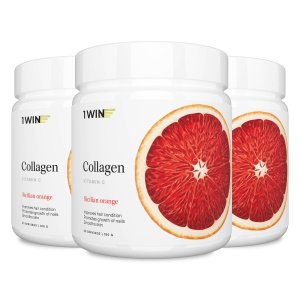 1WIN / Коллаген + Витамин С, Collagen + Vitamine C, Вкус: Сицилийский апельсин,  набор из 3-х банок 1WIN / Коллаген + Витамин С, Collagen + Vitamine C, Вкус: Сицилийский апельсин,  набор из 3-х банок
