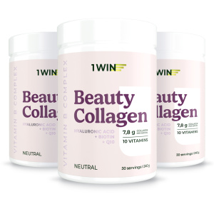 1WIN / Набор из 3-х Beauty Collagen / Вкус: Нейтральный, банка 240г. 1WIN / Набор из 3-х Beauty Collagen / Вкус: Нейтральный, банка 240г.