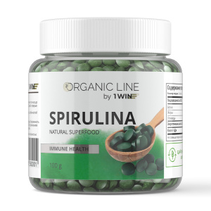 1WIN / Спирулина в таблетках, детокс для похудения, Spirulina суперфуд, 100 грамм