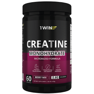 1WIN / Креатин моногидрат. Вкус Ягодный микс, Банка 400 гр. 60 