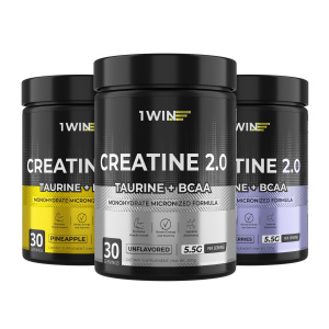 1WIN / Набор Креатин + Таурин + ВСАА 2:1:1  3 вкуса: Нейтральный, Лесные ягоды, Ананас, 200г