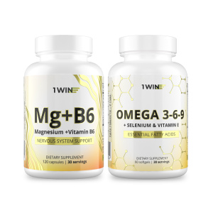1WIN / Набор витаминов. Омега 3-6-9 60 капсул + Магний с витамином В6 120 капсул