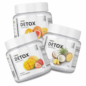 1WIN / Detox Slim Effect / Детокс Слим Эффект + экстракт Грейпфрутовая  косточка, Ананас-кокос, Манго-клубника, Апельсин-Грейпфрут набор их 3-х банок