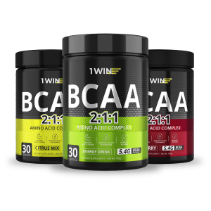 1WIN / Набор из 3х банок BCAA, 180г. Вкусы: Энергетик, Цитрусовый микс, Вишня
