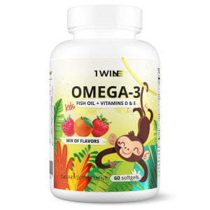 1WIN / МИКС Omega-3 Kids+Vitamins D&E. Вкус: клубника, малина, апельсин, 60 капсул 1WIN / МИКС Omega-3 Kids+Vitamins D&E. Вкус: клубника, малина, апельсин, 60 капсул