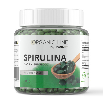 1WIN / Спирулина в таблетках, детокс для похудения, Spirulina суперфуд, 100 грамм
