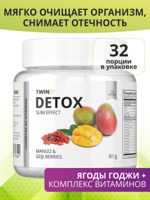 1WIN / Detox Slim Effect / Напиток дренажный Детокс Слим Эффект + Ягоды Годжи, Вкус: Манго 32 порции