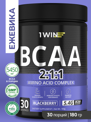 1WIN ВСАА 2:1:1 Вкус Ежевика, 30 порций