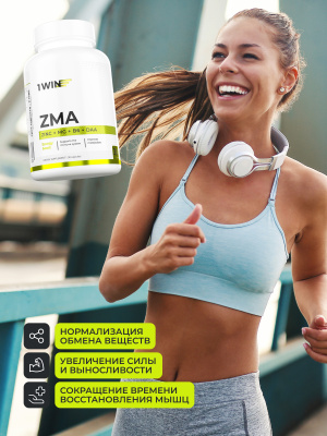 1WIN/ ZMA / ЗМА / Цинк+Магний+В6+D-Aspartic acid, 90 капсул