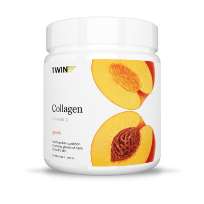 1WIN / Коллаген + Витамин С, Collagen +  Vitamine C, Вкус: Персик, курс на 1 месяц