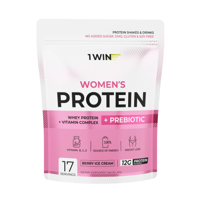 1WIN / Протеин с пребиотиками Whey Protein Ягодное мороженое, 425 г, 17 порций