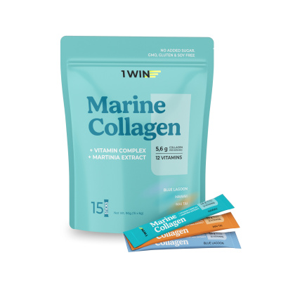 1WIN / Коллаген морской в стиках mix. Вкусы: Май Тай, Гавайи, Голубая лагуна, 8г, 15 стиков