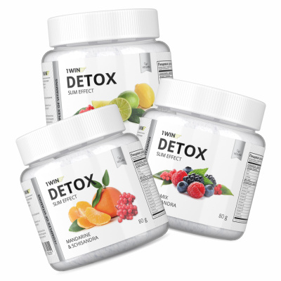 1WIN / Detox Slim Effect + экстракт Лимонника, Вкус Лимон-Лайм, Мандарин, Ягодный микс, набор из 3-х банок