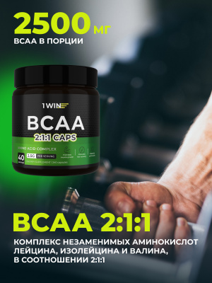 1WIN / Набор спортивных добавок. Креатин, 240 капсул + BCAA 2:1:1, 240 капсул