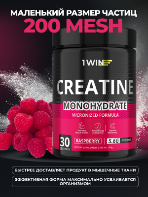 1WIN Creatine Monohydrate,Креатин моногидрат, Вкус Малина, 30 порций