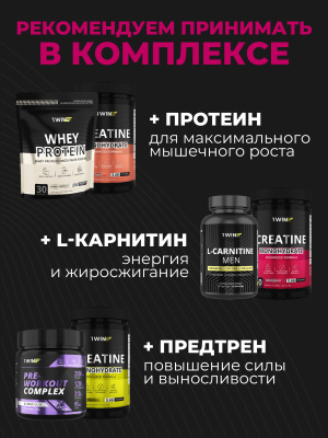 1WIN / Креатин моногидрат. Вкус Ягодный микс, Банка 400 гр. 60 