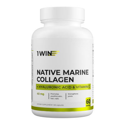 1WIN / Нативный морской Коллаген + Гиалуроновая кислота + Витамин С, 60 капсул