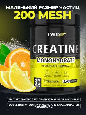 1WIN Creatine Monohydrate, Креатин моногидрат, Вкус Цитрусовый микс, 30 порций
