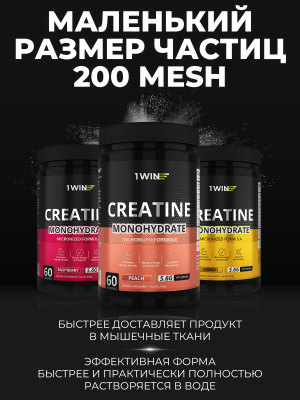 1WIN / Креатин моногидрат. Вкус Персик, 400 гр. 60 порций