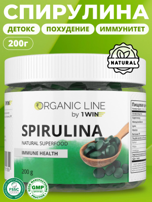 1WIN / Спирулина в таблетках, детокс для похудения, Spirulina суперфуд, 200 грамм