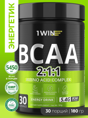 1WIN / BCAA 2:1:1 Вкус Энергетик, 180г.