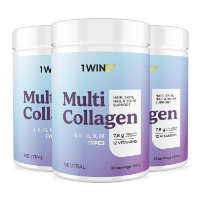 1WIN / Мульти Коллаген + Витамин С, Multi Collagen +  Vitamine C, Нейтральный вкус, набор из 3-х штук