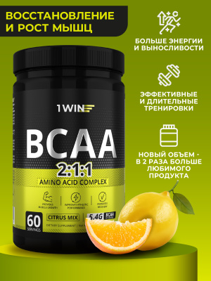 1WIN / BCAA 2:1:1, Вкус Цитрусовый микс,  60 порций