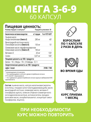 1WIN / Набор витаминов. Омега 3-6-9 60 капсул + Магний с витамином В6 120 капсул