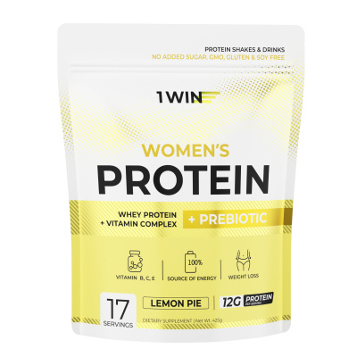 1WIN / Протеин с пребиотиками Whey Protein Лимонный пай, 425 г, 17 порций