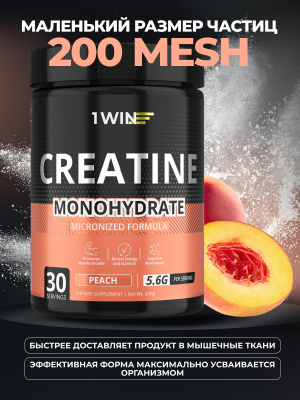 1WIN / Creatine Monohydrate, Креатин моногидрат, Вкус Персик, 30 порций