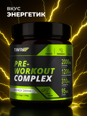 1WIN / Предтренировочный комплекс, Pre-workout, Вкус Энергетик, 35 порций