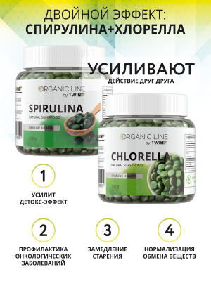 1WIN / Хлорелла органическая натуральная, Chlorella прессованная в таблетках, Суперфуд, 100 грамм