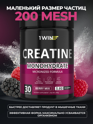 1WIN Creatine Monohydrate, Креатин моногидрат, Вкус Ягодный микс, 30 порций