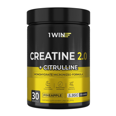 1WIN / Креатин моногидрат + L-цитруллин. Вкус: Ананас, 200г, 30 порций