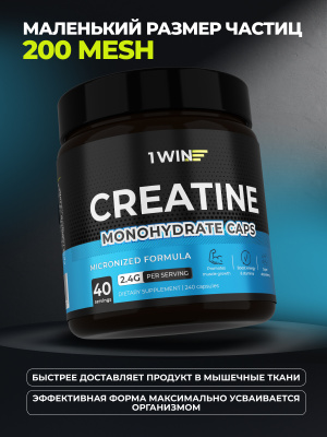 1WIN / Набор спортивных добавок  Креатин в капсулах, 240 капсул + L-карнитин MEN, 90 капсул