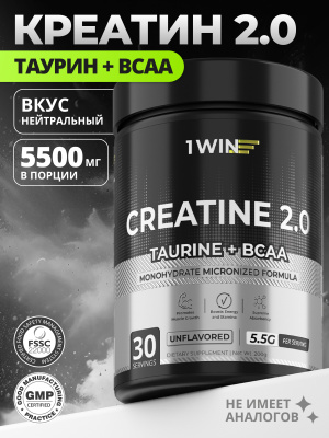 1WIN / Креатин моногидрат + Таурин + ВСАА. Вкус Нейтральный, 200г, 30 порций