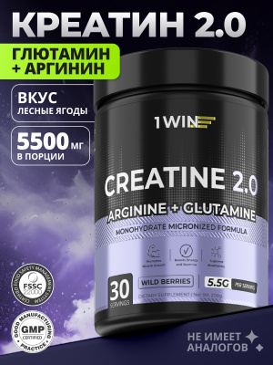 1WIN / Креатин моногидрат + глютамин + аргинин. Вкус Лесные ягоды, 200г, 30 порций