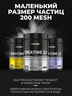 1WIN / Креатин моногидрат + глютамин + аргинин. Вкус Лесные ягоды, 200г, 30 порций