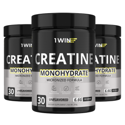 1WIN / Креатин моногидрат. Без вкуса, 200г. Набор из 3-х банок. 
